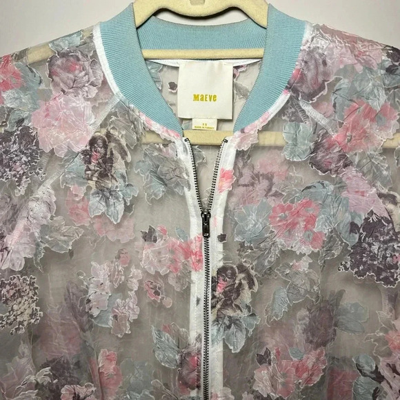 Anthropologie sheer embroidered floral jacket XS Maeve bomber - Picture 13 of 13